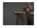 日本昭和时期 正寿堂 银粒镶嵌提手 银包口 竹林七贤纹 铁壶